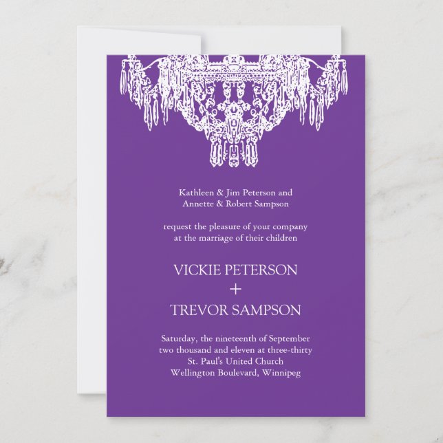 Classy Chandelier Wedding Invitations (Front)