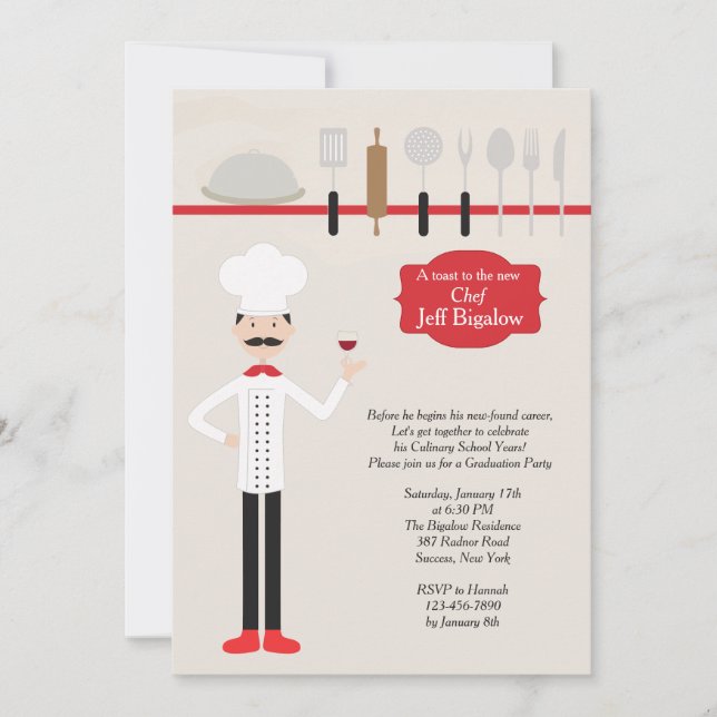 Classy Chef Graduation Invitation (Front)
