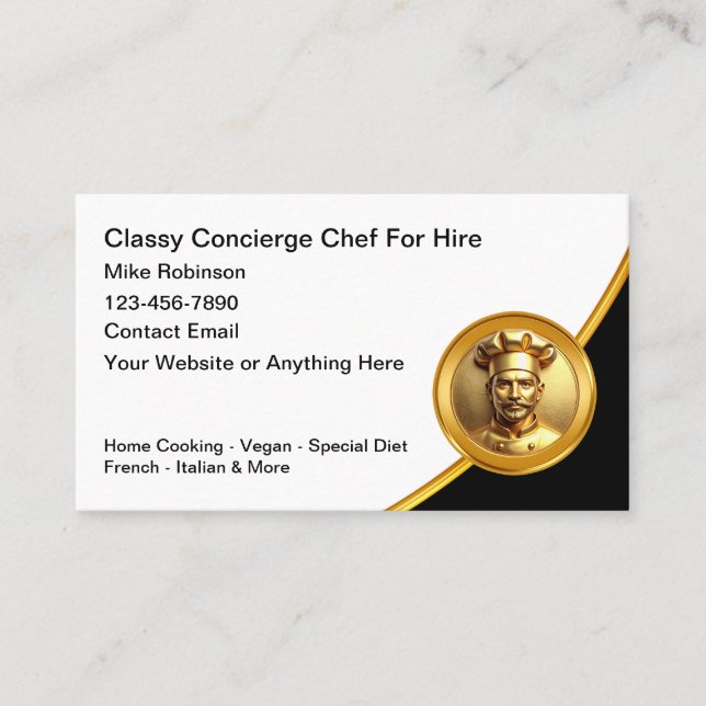 Classy Chef Home Cook Cooking Meals  Business Card (Front)