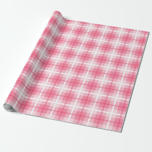 Classy Chequered Pattern Of Red Pink White Wrapping Paper
