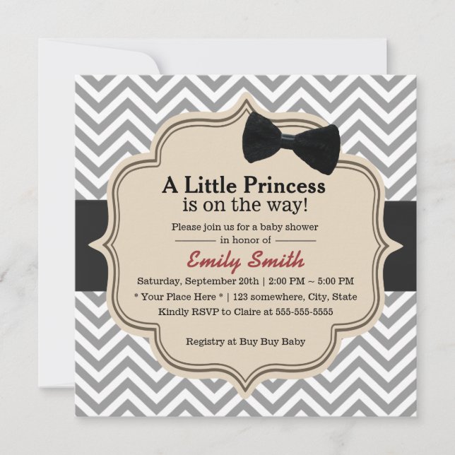 Classy Chevron Stripes Little Princess Baby Shower Invitation (Front)