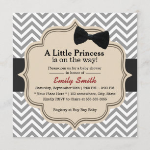 Classy Chevron Stripes Little Princess Baby Shower Invitation