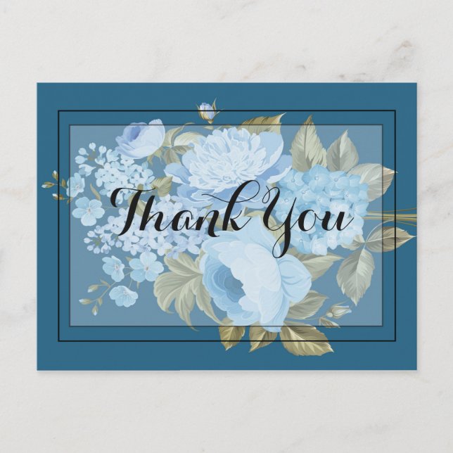 Classy Chic blue floral  Thank you Postcard (Front)
