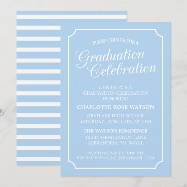 CLASSY CHIC ELEGANT GRADUATION PARTY INVITATION (Front/Back)