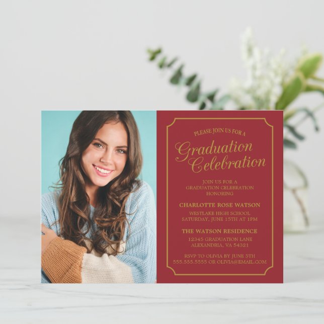 CLASSY CHIC ELEGANT GRADUATION PARTY INVITATION (Standing Front)