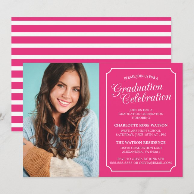 CLASSY CHIC ELEGANT GRADUATION PARTY INVITATION (Front/Back)