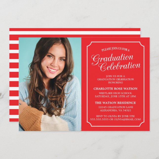 CLASSY CHIC ELEGANT GRADUATION PARTY INVITATION (Front/Back)