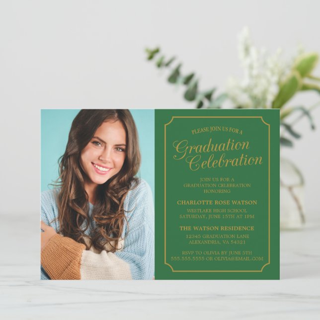CLASSY CHIC ELEGANT GRADUATION PARTY INVITATION (Standing Front)