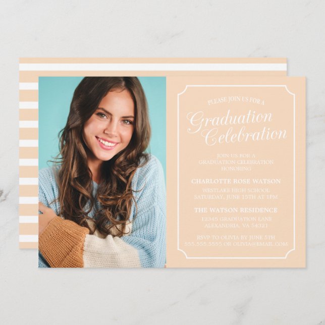 CLASSY CHIC ELEGANT GRADUATION PARTY INVITATION (Front/Back)