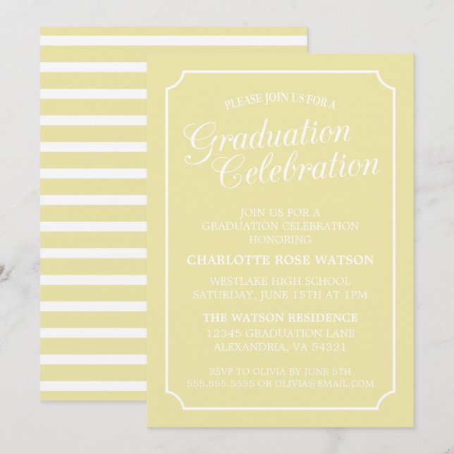 CLASSY CHIC ELEGANT GRADUATION PARTY INVITATION (Front/Back)