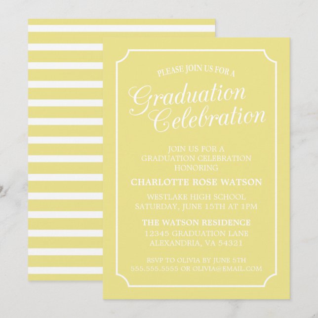 CLASSY CHIC ELEGANT GRADUATION PARTY INVITATION (Front/Back)