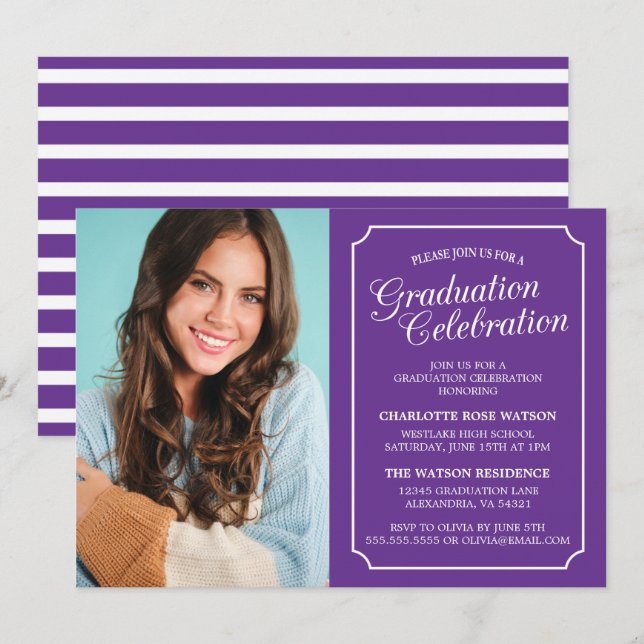 CLASSY CHIC ELEGANT GRADUATION PARTY INVITATION (Front/Back)