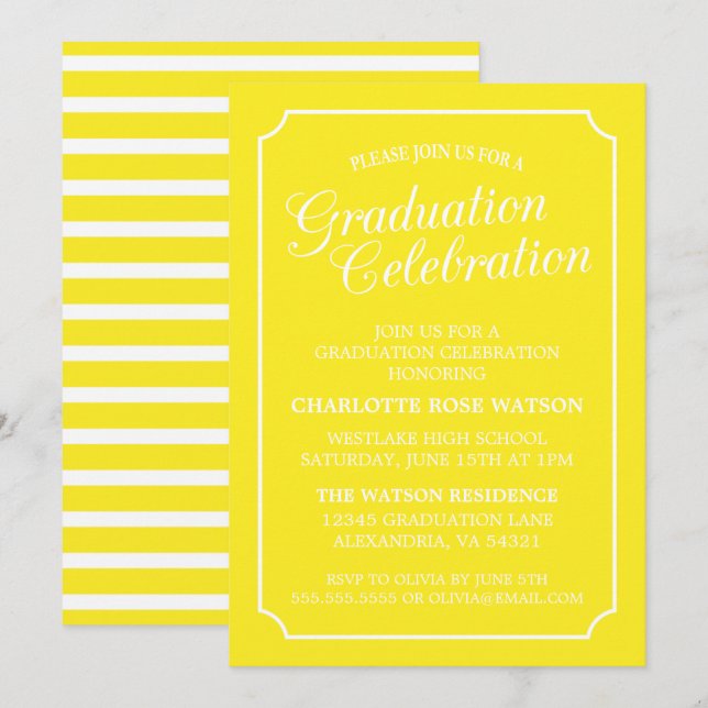CLASSY CHIC ELEGANT GRADUATION PARTY INVITATION (Front/Back)