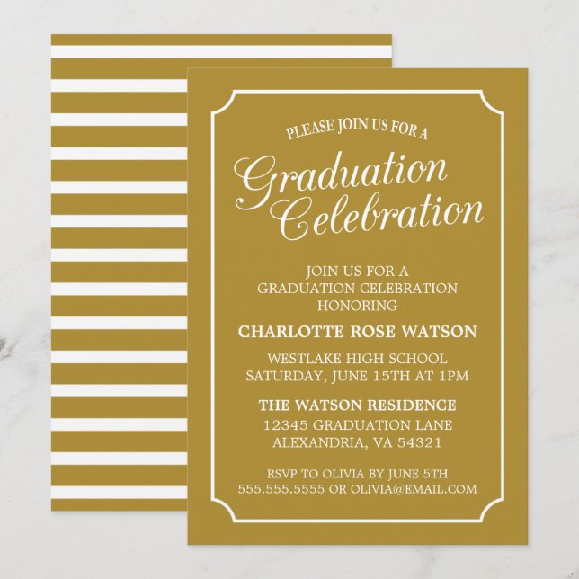 CLASSY CHIC ELEGANT GRADUATION PARTY INVITATION (Front/Back)