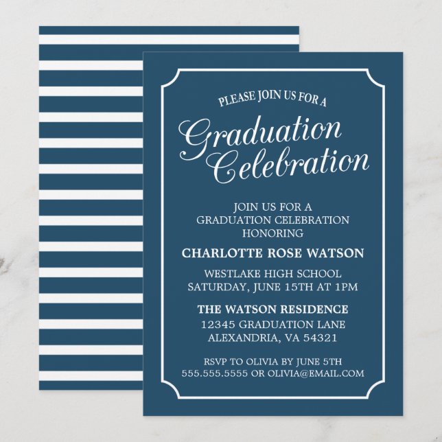 CLASSY CHIC ELEGANT GRADUATION PARTY INVITATION (Front/Back)