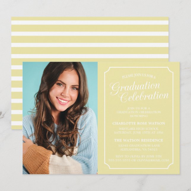 CLASSY CHIC ELEGANT GRADUATION PARTY INVITATION (Front/Back)