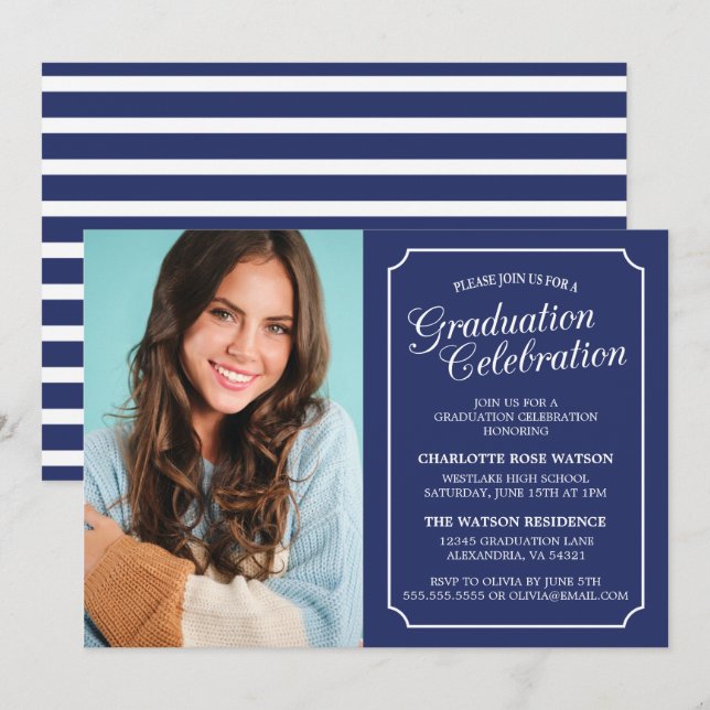 CLASSY CHIC ELEGANT GRADUATION PARTY INVITATION (Front/Back)
