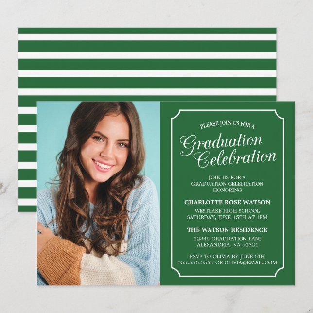 CLASSY CHIC ELEGANT GRADUATION PARTY INVITATION (Front/Back)