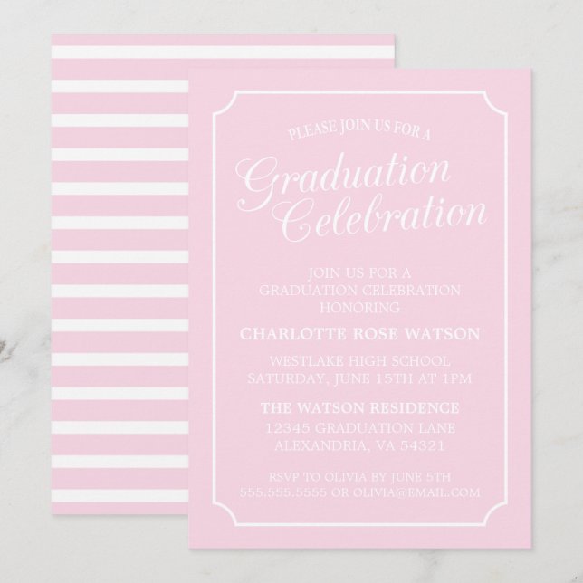 CLASSY CHIC ELEGANT GRADUATION PARTY INVITATION (Front/Back)