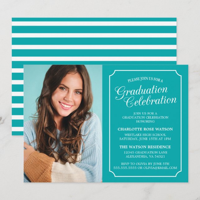 CLASSY CHIC ELEGANT GRADUATION PARTY INVITATION (Front/Back)