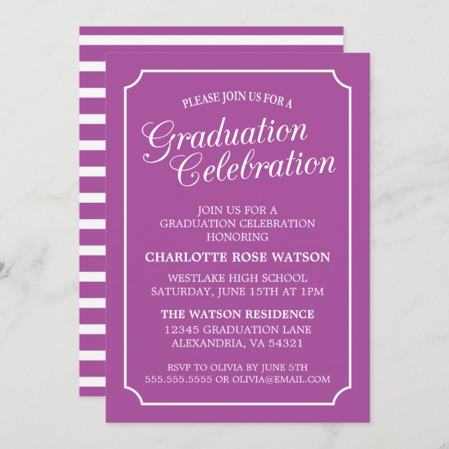 CLASSY CHIC ELEGANT GRADUATION PARTY INVITATION (Front/Back)