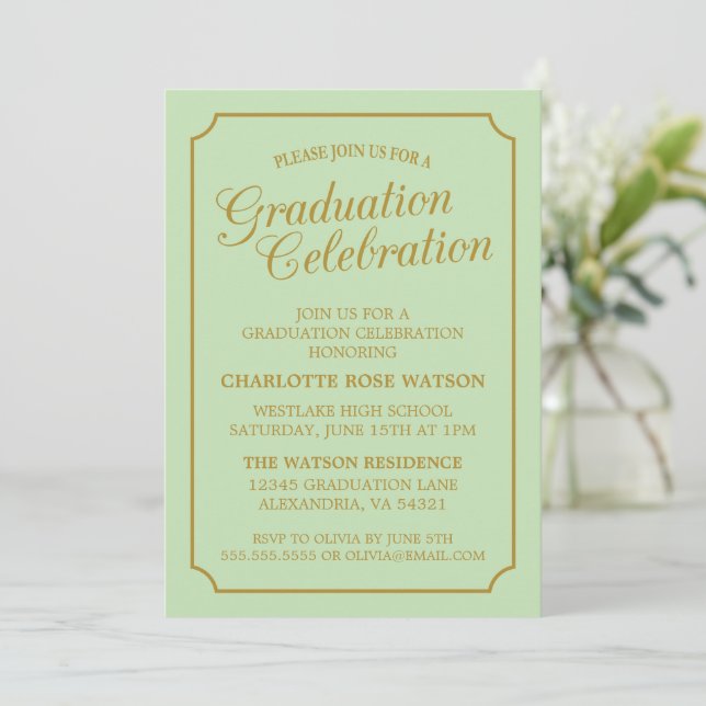 CLASSY CHIC ELEGANT GRADUATION PARTY INVITATION (Standing Front)