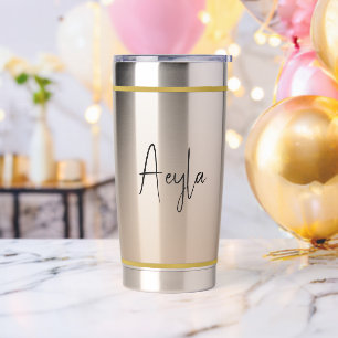 Classy Chic Elegant Modern Champagne Personalised Insulated Tumbler