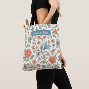 Classy Chic Floral Pattern Personalised Shopping Tote Bag