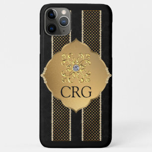 Classy Chic Gold Black Bling Monogram iPhone 11 Pro Max Case