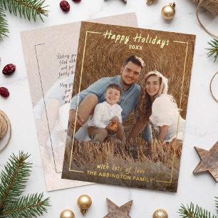 Classy Chic Gold Foil Happy Holidays Family Photo Holiday Card