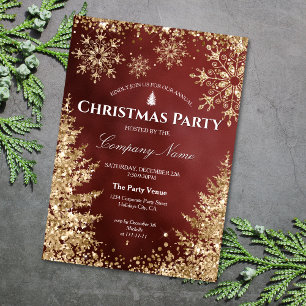 Classy Chic Gold Glitter Corporate Christmas Party Invitation