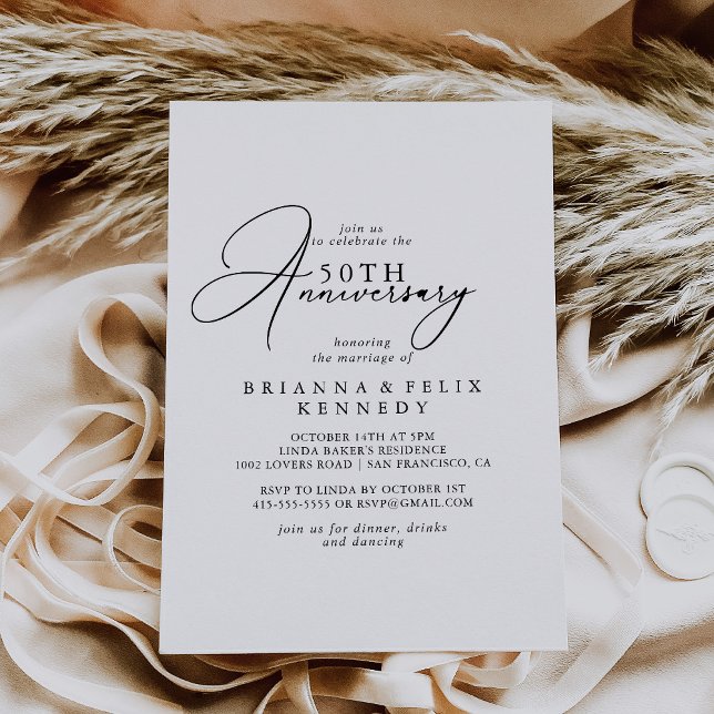 Classy Chic Minimalist 50th Wedding Anniversary Invitation (Creator Uploaded)