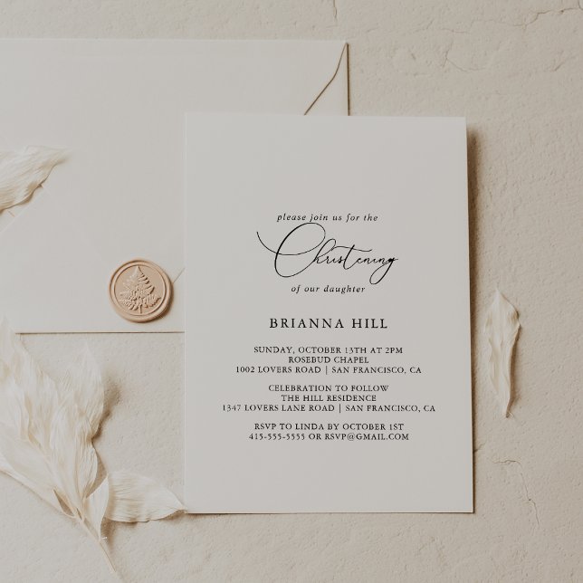 Classy Chic Minimalist Christening  Invitation (Creator Uploaded)