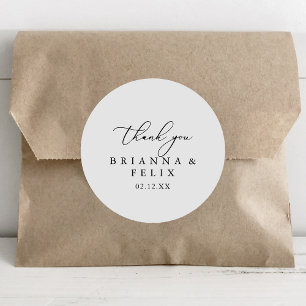 Classy Chic Minimalist Thank You Wedding Favour Classic Round Sticker