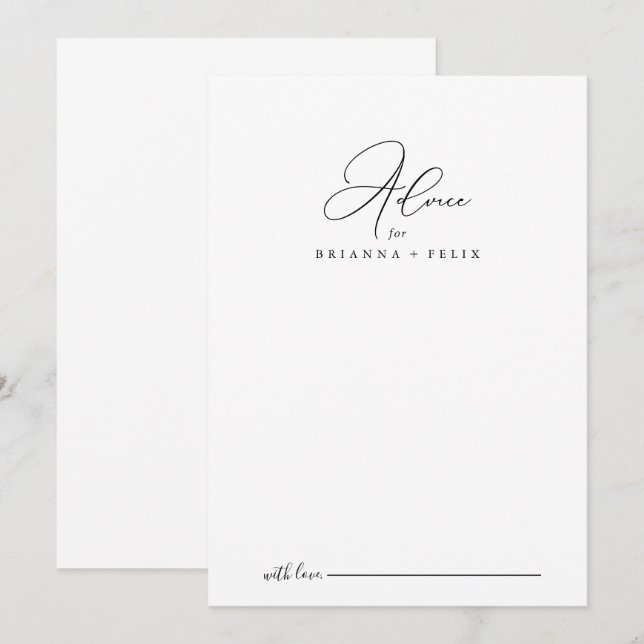 Classy Chic Minimalist Wedding Advice Card (Front/Back)