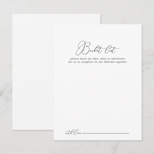 Classy Chic Minimalist Wedding Bucket List Cards (Front/Back)