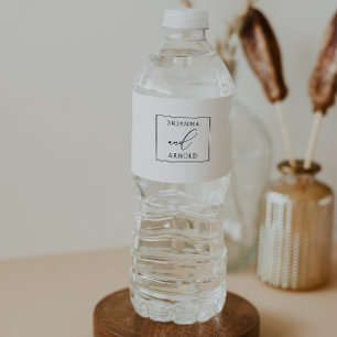 Classy Chic Minimalist Wedding  Water Bottle Label