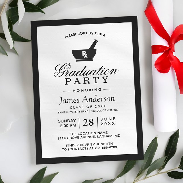 Classy Chic Pharmacy School Graduation Party Invitation (Creator Uploaded)