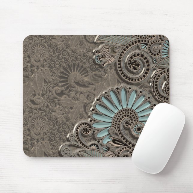 Classy Chic Pretty Damask Paisley Floral Pattern Mouse Mat (With Mouse)