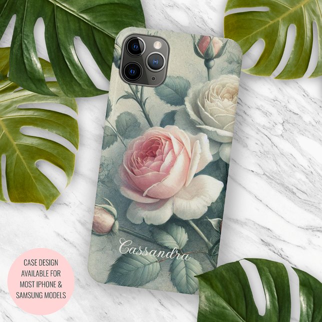 Classy Chic Roses Fine Art Botanical Drawing Case-Mate iPhone Case (Creator Uploaded)