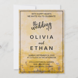 Classy chic rustic yellow dusty floral Wedding Inv Invitation