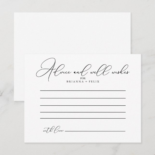 Classy Chic Wedding Advice Card (Front/Back)