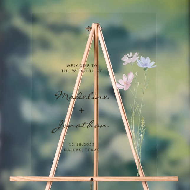 Classy Chic Wildflower Beige Wedding Welcome Sign (Neutral)
