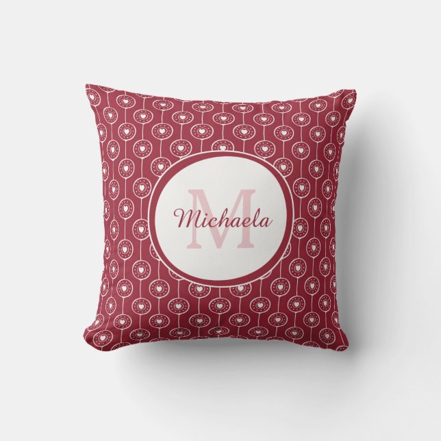Classy Chilli Pepper Red Monogrammed Name Heart Do Cushion (Front)