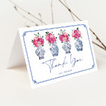 Classy Chinoiserie Porcelain Bridal Shower Thank You Card<br><div class="desc">This lovely thank you card features blue and white ginger  jars and pink blush peonies.  Click the "customise further" button if you wish to re-arrange and format the style and placement of the text.</div>