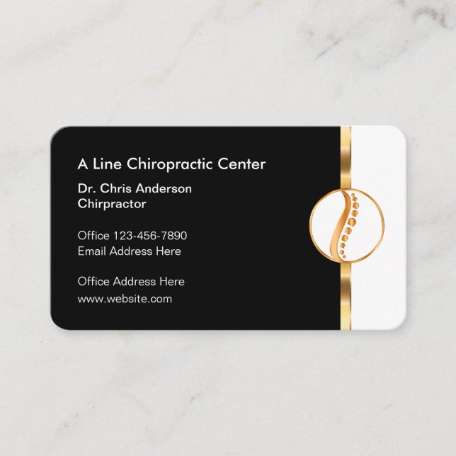 Classy Chiropractor Office Spine Centre Business Card (Front)