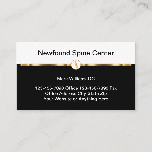 Classy Chiropractor Spine Theme Business Cards (Front)