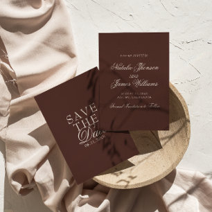 Classy Chocolate Brown Fancy Old Money Wedding Save The Date