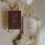 Classy Chocolate Brown Ivory Old Money Wedding Save The Date<br><div class="desc">This modern & retro funky minimalist Wedding chocolate brown and ivory Save The Date Template is great for you. If you are looking for a pretty, elegant and easy to customise brownish Wedding Save The Date Template .A very elegant simple ivory cream script wedding save the date on brown background...</div>