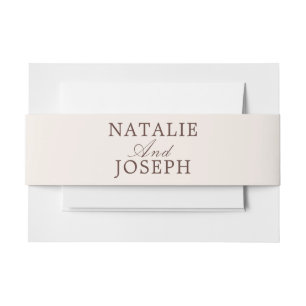 Classy Chocolate Brown Old Money Fancy Wedding Invitation Belly Band